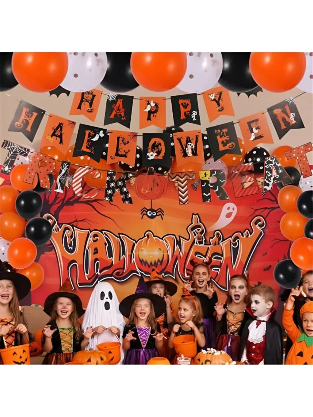 Halloween Party Decorations, Backdrop, Banner, Garland & Balloons
